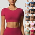 thumbnail image 1 of Women's Casual Short Sleeve Round Neck Blouse Tops Shirts Solid Color Soft Breathable Loose Fit Tunic for Yoga Sports Travel Beach Loungewear Fashion Essential Gift for Women, 1 of 9