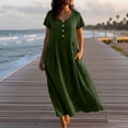 thumbnail image 1 of Women's Casual Short-Sleeve Round Neck Solid Dress with Pockets, 1 of 9