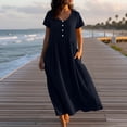 thumbnail image 1 of Women's Casual Short-Sleeve Round Neck Solid Dress with Pockets, 1 of 9