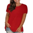 thumbnail image 1 of Women's Casual Short Sleeve Round Neck T-Shirt Loose Fit Pullover Top for Home and Daily Wear, 1 of 4