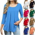 thumbnail image 1 of Women's Casual Short Sleeve Round Neck T-Shirt Tops Blouses Solid Color Soft Loose Fit Daily Wear Vacation Streetwear Fashion Essential Gift for Ladies | Sopatenor,Red XL, 1 of 9