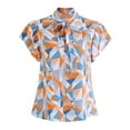 thumbnail image 1 of Women's Casual Short Sleeve Ruffle Trim Bow Tie Blouse Top Shirts,,S,, 1 of 1