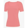 thumbnail image 1 of Women's Casual Short Sleeve Scoop Neck Summer Tops Ribbed Knit Slim Fit Tee Shirts, 1 of 5