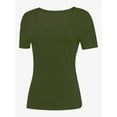 thumbnail image 1 of Women's Casual Short Sleeve Scoop Neck Summer Tops Ribbed Knit Slim Fit Tee Shirts, 1 of 5