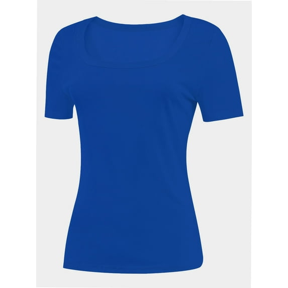 Women's Casual Short Sleeve Scoop Neck Summer Tops Ribbed Knit Slim Fit Tee Shirts