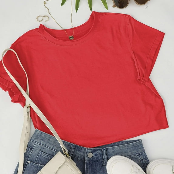 Women's Casual Short Sleeve T-Shirt Soft Comfortable Everyday Basic Top Summer Tee for Women Pair with Jeans Pants