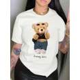 thumbnail image 1 of Women's Casual Short Sleeve T-Shirt With Cartoon Bear Print, Summer Graphic Tees Women Tops, 1 of 5