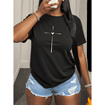 thumbnail image 1 of Women's Casual Short Sleeve T-Shirt With Heart Print Graphic Tees Women Tops, 1 of 7