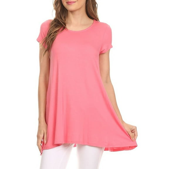 Women's Casual Short Sleeve Tunic Top With Pockets