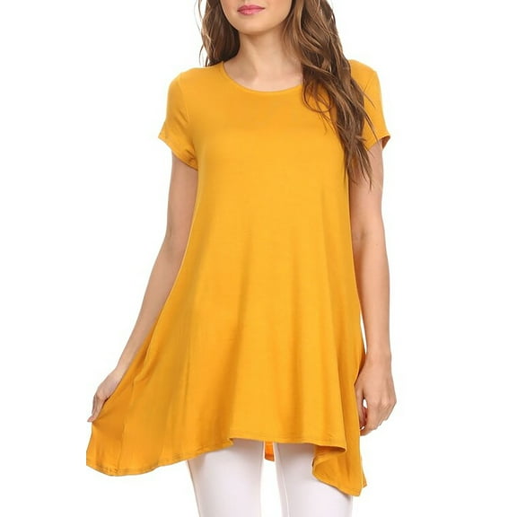 Women's Casual Short Sleeve Tunic Top With Pockets