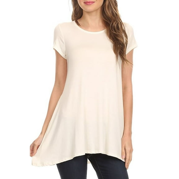 Women's Casual Short Sleeve Tunic Top With Pockets