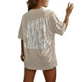 thumbnail image 1 of Women's Casual Short Sleeve V-Neck Blouse with Heart Print Letter Design Comfortable Daily Wear T-Shirt Tops, 1 of 2