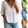 thumbnail image 1 of Women's Casual Short Sleeve V Neck Tops Shirts Blouses Solid Color Crewneck Loose Fit Tee for Daily Wear Business Office Vacation Fashion Essential Gift for Ladies | CSEONE,White XL, 1 of 9