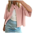 thumbnail image 1 of Women's Casual Short Sleeved Knit Cardigan Solid Color Half Neck Button Down Sweater 3x Cardigan Womens Sweaters Fall Cardigan Long Sleeve Draped Open Front Cardigan Crotchet Cardigans for Women, 1 of 7