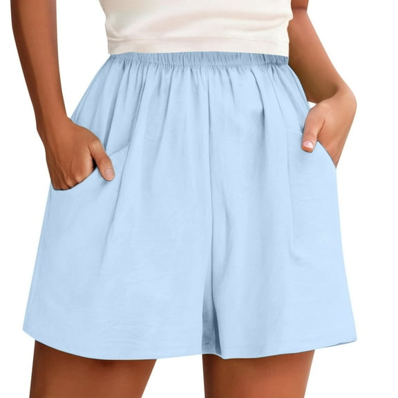 Women's Casual Shorts Comfortable Elastic Waist Summer Pants With Pockets For Everyday Wear