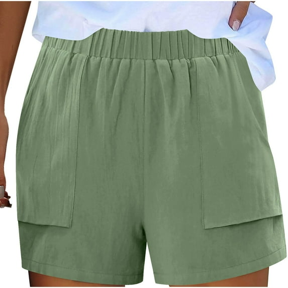 Women's Casual Shorts Loose Comfy Elastic Waist Shorts Summer Pull On Short with Pockets Shorts Summer Elastic Waist Shorts Casual Solid Color Shorts Ladies Comfy Lightweight Shorts with Pockets