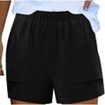 thumbnail image 1 of Women's Casual Shorts Loose Comfy Elastic Waist Shorts Summer Pull On Short with Pockets Shorts Summer Elastic Waist Shorts Casual Solid Color Shorts Ladies Comfy Lightweight Shorts with Pockets, 1 of 7