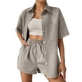 thumbnail image 1 of Women's Casual Shorts Set Comfortable Loose Fit Breathable Summer Outfits Stylish Two Piece Outfits For Home And Travel, 1 of 2