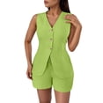 thumbnail image 1 of Women's Casual Shorts Set Summer Comfortable Open Front Tie Waist Short Sleeve Stylish Two Piece Outfit for Daily Wear, 1 of 2
