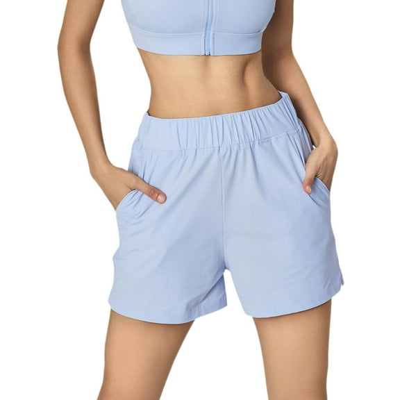 Women's Casual Shorts Summer Yoga Running Workout Split Side Pockets Comfortable Stretchy Breathable Lightweight