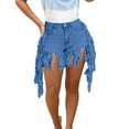 thumbnail image 1 of Women's Casual Shorts With Fringe Detail Comfortable Summer Party Nightclub Outfit Versatile Stretchable Breathable Fabric, 1 of 8