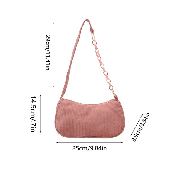 Women's Casual Shoulder Bag Corduroy Fashion Messenger Crossbody Purse Adjustable Strap for Work Travel Party Versatile Compact Tote