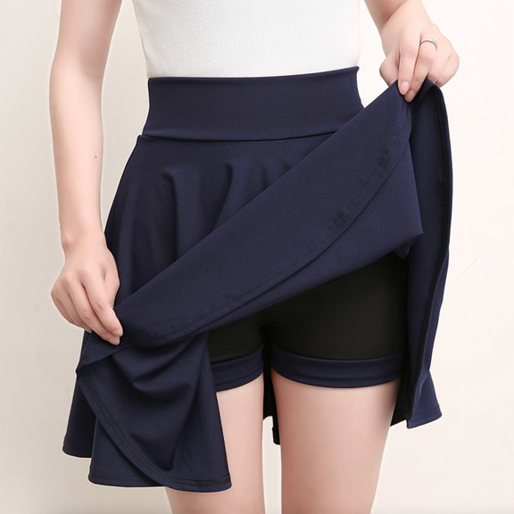 Women's Casual Skort - Solid Color Sun Skirt with Anti-Glare Fabric, Pleated Short Style for Summer & Outdoor,for Size S