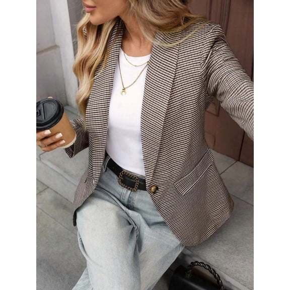 Women's Casual Sleeve Blazer Suit Jacket Office Work
