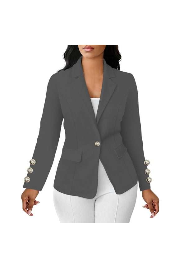 Women's Casual Sleeve Button-up Long-sleeved Patchwork Blazer