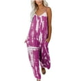 thumbnail image 1 of Women's Casual Sleeveless Jumpsuits Summer V Neck Spaghetti Strap Print Wide Leg Pants Romper Playsuits with Pockets, 1 of 4