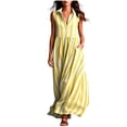 thumbnail image 1 of Women's Casual Sleeveless Lapel Striped Dress with Pockets, Lightweight Fashion, 1 of 5