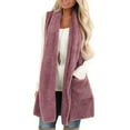thumbnail image 1 of Women's Casual Sleeveless Open Front Sweater Vest Long Fleece Cardigan Tops Coat for Women with Pockets Comfy Elegant Tunic Tops, 1 of 7