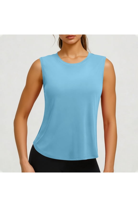 Women's Casual Sleeveless Solid Pullover Top Blouse for Everyday Wear