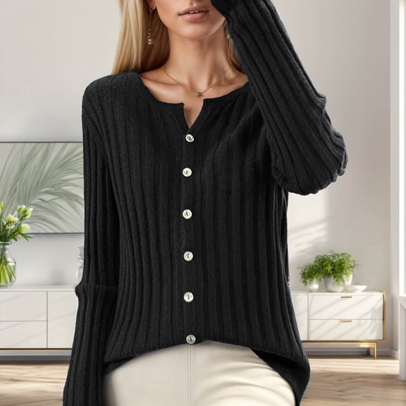 Women's Casual Slim Fit Cardigan O Neck Long Sleeve Soft Solid Sweater Knitwear Versatile Cardigan Button up Cardigan Long Sleeve Loose Cardigan Cardigan Women plus Size 3x Womens Jackets Sweaters