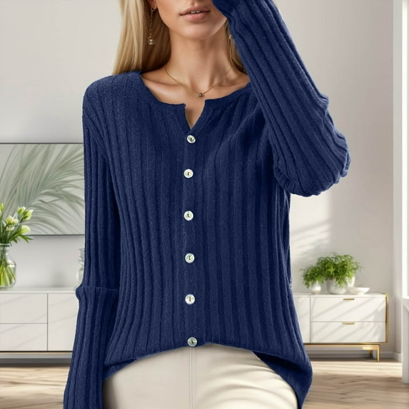 Women's Casual Slim Fit Cardigan O Neck Long Sleeve Soft Solid Sweater Knitwear Versatile Cardigan Button up Cardigan Long Sleeve Loose Cardigan Cardigan Women plus Size 3x Womens Jackets Sweaters