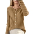 thumbnail image 1 of Women's Casual Slim Fit Cardigan O Neck Long Sleeve Soft Solid Sweater Knitwear, 1 of 4