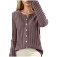 thumbnail image 1 of Women's Casual Slim Fit Cardigan O Neck Long Sleeve Soft Solid Sweater Knitwear, 1 of 4