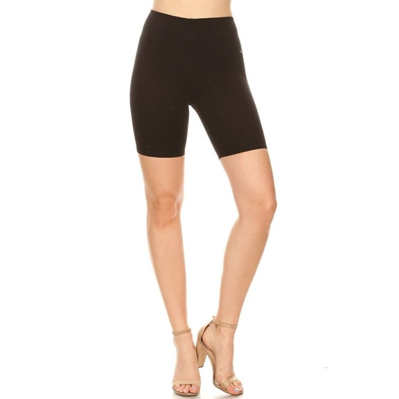 Moa Collection Women's Casual Slim Fit High Waist Comfy Stretch Elastic Waistband Biker Shorts