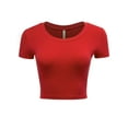 thumbnail image 1 of Women's Casual Slim Fit Short Sleeve Crew Neck Basic Crop Top T Shirts, 1 of 5