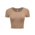 thumbnail image 1 of Women's Casual Slim Fit Short Sleeve Crew Neck Basic Crop Top T Shirts, 1 of 5
