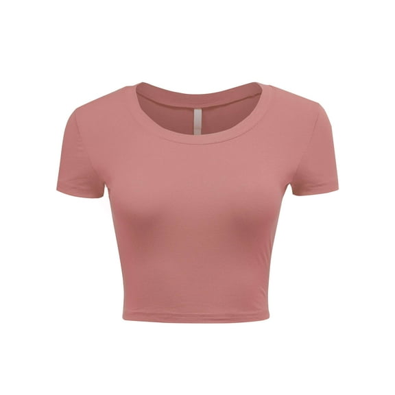 Women's Casual Slim Fit Short Sleeve Crew Neck Basic Crop Top T Shirts