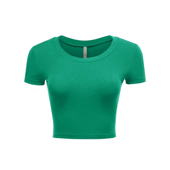 Women's Casual Slim Fit Short Sleeve Crew Neck Basic Crop Top T Shirts