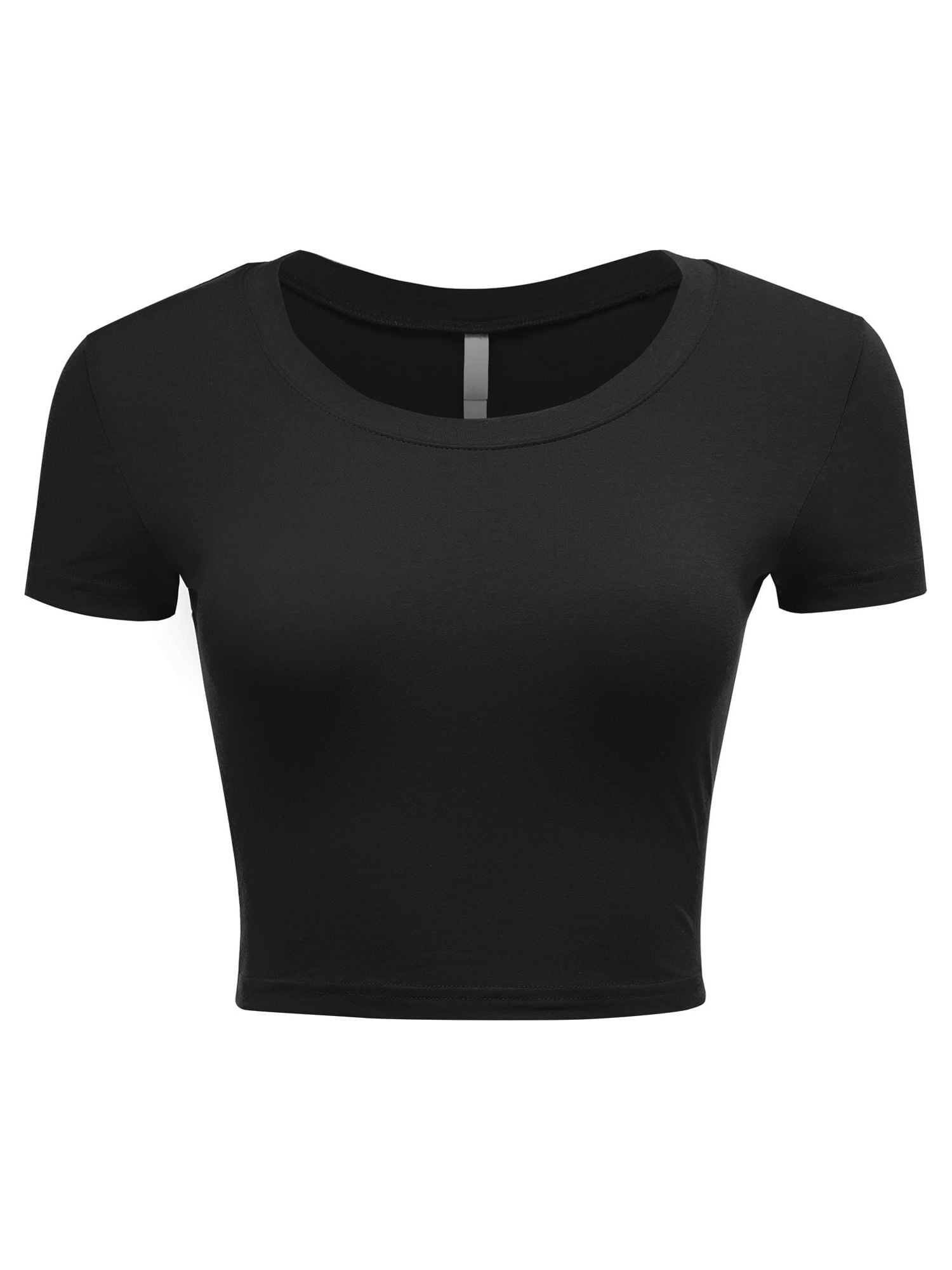 Women's Cotton Slim Fit Crop Top T-Shirt, Casual Short Sleeve Crew Neck ...