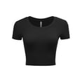thumbnail image 1 of Women's Casual Slim Fit Short Sleeve Crew Neck Basic Crop Top T Shirts, 1 of 5