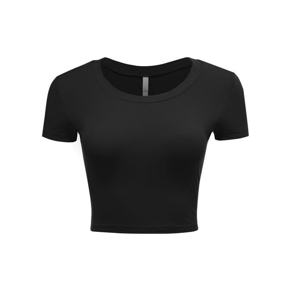 Women's Casual Slim Fit Short Sleeve Crew Neck Basic Crop Top T Shirts