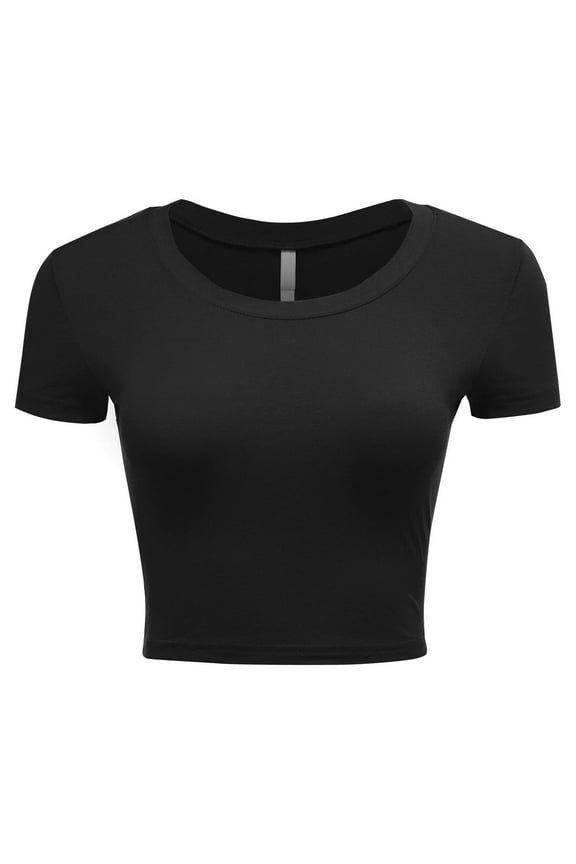 Women's Casual Slim Fit Short Sleeve Crew Neck Basic Crop Top T Shirts