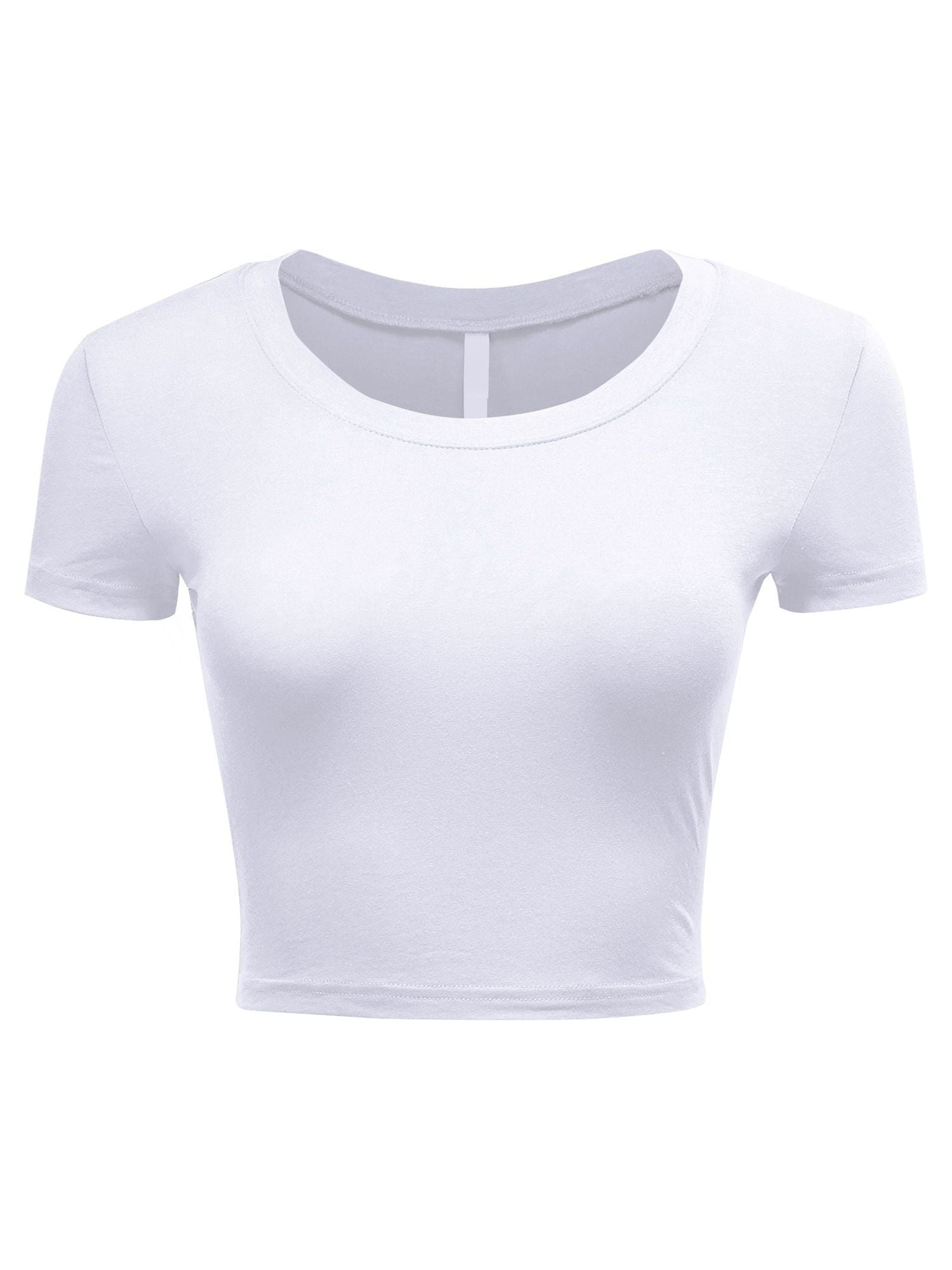 Women's Slim Fit Cotton Crop Top T-Shirt, Casual Short Sleeve Crew Neck ...