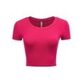thumbnail image 1 of Women's Casual Slim Fit Short Sleeve Crew Neck Basic Crop Top T Shirts, 1 of 5