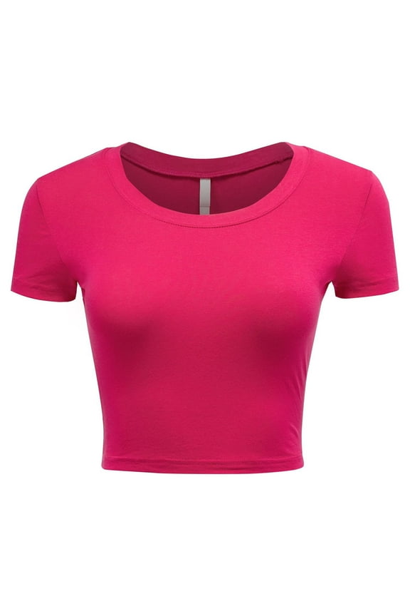 Women's Casual Slim Fit Short Sleeve Crew Neck Basic Crop Top T Shirts