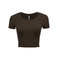 thumbnail image 1 of Women's Casual Slim Fit Short Sleeve Crew Neck Basic Crop Top T Shirts, 1 of 5